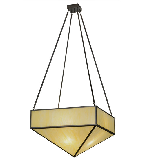 Meyda Lighting Mission 43" 8-Light Craftsman Brown Prime Inverted Pendant Light With Beige Botticino Idalight Shade Glass
