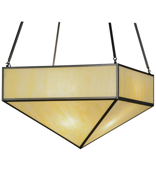 Meyda Lighting Mission 43" 8-Light Craftsman Brown Prime Inverted Pendant Light With Beige Botticino Idalight Shade Glass