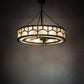 Meyda Lighting Mission 44" 12-Light Exterior Oil Rubbed Bronze Hill Top Chandelier With Beige Sahara Taupe Idalight Shade With Fan