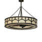 Meyda Lighting Mission 44" 12-Light Exterior Oil Rubbed Bronze Hill Top Chandelier With Beige Sahara Taupe Idalight Shade With Fan