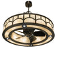 Meyda Lighting Mission 44" 12-Light Exterior Oil Rubbed Bronze Hill Top Chandelier With Beige Sahara Taupe Idalight Shade With Fan