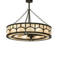 Meyda Lighting Mission 44" 12-Light Exterior Oil Rubbed Bronze Hill Top Chandelier With Beige Sahara Taupe Idalight Shade With Fan