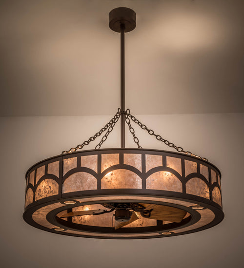 Meyda Lighting Mission 44" 16-Light Cafe Noir Hill Top Chandelier With Silver Mica Shade Glass