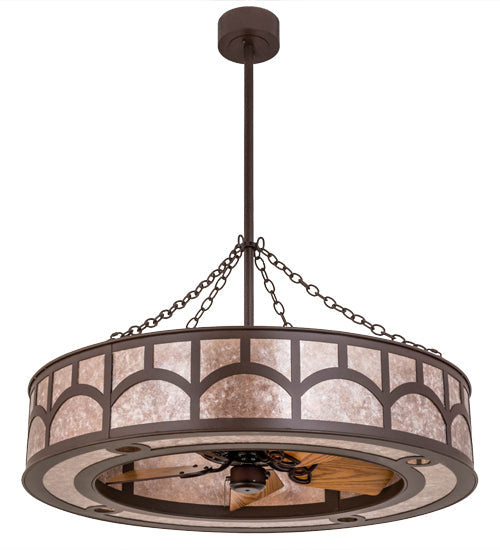 Meyda Lighting Mission 44" 16-Light Cafe Noir Hill Top Chandelier With Silver Mica Shade Glass