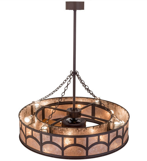 Meyda Lighting Mission 44" 16-Light Cafe Noir Hill Top Chandelier With Silver Mica Shade Glass