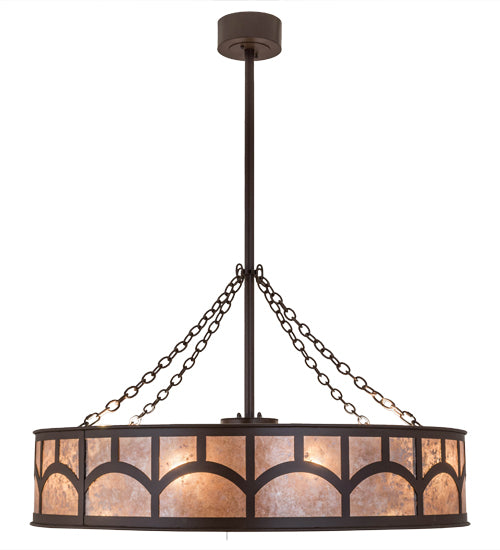 Meyda Lighting Mission 44" 16-Light Cafe Noir Hill Top Chandelier With Silver Mica Shade Glass