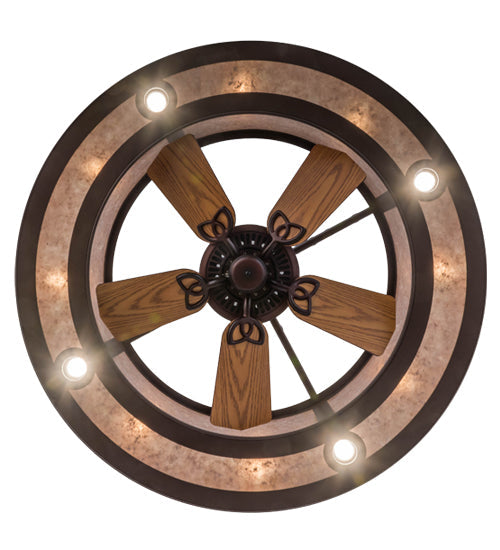 Meyda Lighting Mission 44" 16-Light Cafe Noir Hill Top Chandelier With Silver Mica Shade Glass