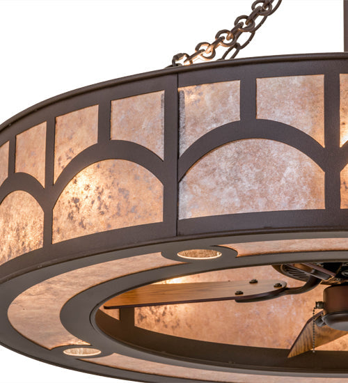 Meyda Lighting Mission 44" 16-Light Cafe Noir Hill Top Chandelier With Silver Mica Shade Glass