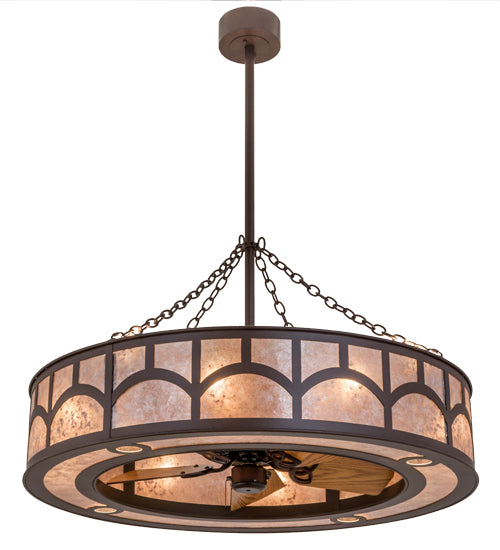 Meyda Lighting Mission 44" 16-Light Cafe Noir Hill Top Chandelier With Silver Mica Shade Glass