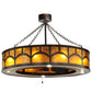 Meyda Lighting Mission 44"W x 30"H 16-Light Copper Vein Hill Top Chandelier With Amber Mica Shade Glass and Fan