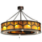 Meyda Lighting Mission 44"W x 30"H 16-Light Copper Vein Hill Top Chandelier With Amber Mica Shade Glass and Fan