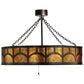 Meyda Lighting Mission 44"W x 30"H 16-Light Copper Vein Hill Top Chandelier With Amber Mica Shade Glass and Fan