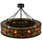 Meyda Lighting Mission 44"W x 72"H 16-Light Copper Vein Hill Top Chandelier With Amber Mica Shade Glass and Fan
