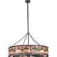 Meyda Lighting Mission 45" 16-Light Cosmic Silver Vein Hill Top Chandelier With Silver Mica Shade Glass and Fan