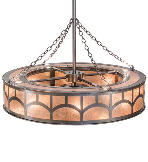 Meyda Lighting Mission 45" 16-Light Cosmic Silver Vein Hill Top Chandelier With Silver Mica Shade Glass and Fan