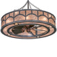 Meyda Lighting Mission 45" 16-Light Cosmic Silver Vein Hill Top Chandelier With Silver Mica Shade Glass and Fan