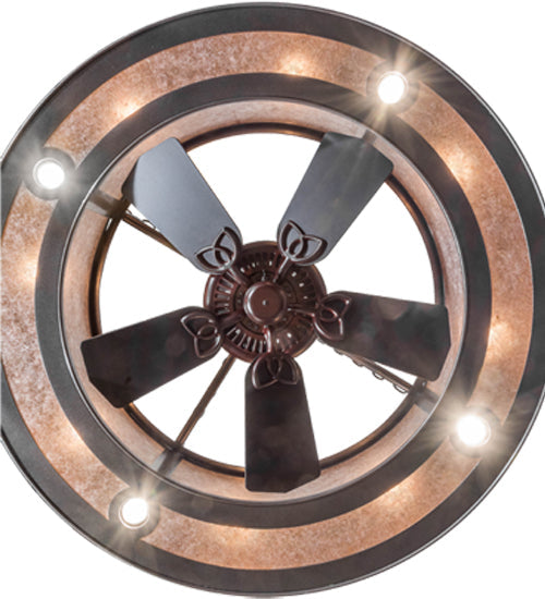 Meyda Lighting Mission 45" 16-Light Cosmic Silver Vein Hill Top Chandelier With Silver Mica Shade Glass and Fan