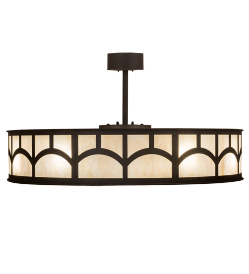 Meyda Lighting Mission 45" 16-Light Oil Rubbed Bronze Hill Top Chandelier With Beige Sahara Taupe Idalight Shade and Fan