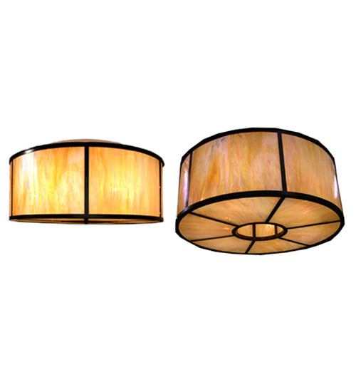 Meyda Lighting Mission 48" 6-Light Timeless Bronze Prime Semi-flush Light With Beige Iridescent Shade Glass