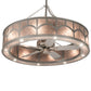 Meyda Lighting Mission 54" 16-Light Nickel Hill Top Chandelier With Silver Mica Shade Glass and Fan