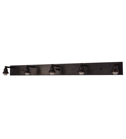 Meyda Lighting Mission 58" 5-Light Craftsman Brown Prime Vanity Light With White Art Shade Glass