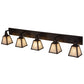 Meyda Lighting Mission 58" 5-Light Craftsman Brown Prime Vanity Light With White Art Shade Glass