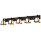 Meyda Lighting Mission 58" 5-Light Craftsman Brown Prime Vanity Light With White Art Shade Glass