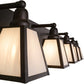 Meyda Lighting Mission 58" 5-Light Craftsman Brown Prime Vanity Light With White Art Shade Glass