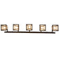 Meyda Lighting Mission 58" 5-Light Craftsman Brown Prime Vanity Light With White Art Shade Glass