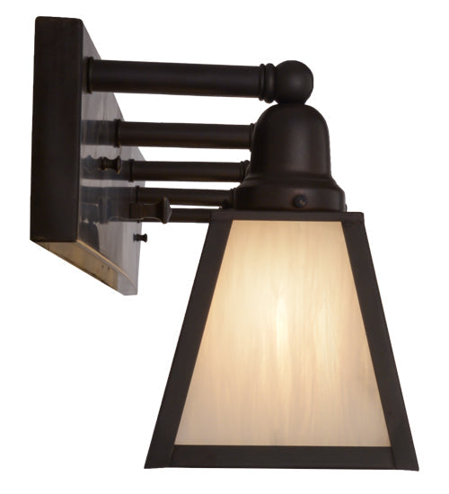 Meyda Lighting Mission 58" 5-Light Craftsman Brown Prime Vanity Light With White Art Shade Glass