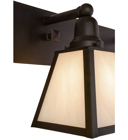 Meyda Lighting Mission 58" 5-Light Craftsman Brown Prime Vanity Light With White Art Shade Glass