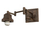 Meyda Lighting Mission 6-14" Antique Brass Matte Hill Top Swing Arm Wall Sconce With Honey & Beige Art Shade Glass