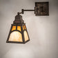 Meyda Lighting Mission 6-14" Antique Brass Matte Hill Top Swing Arm Wall Sconce With Honey & Beige Art Shade Glass