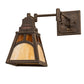 Meyda Lighting Mission 6-14" Antique Brass Matte Hill Top Swing Arm Wall Sconce With Honey & Beige Art Shade Glass