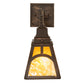 Meyda Lighting Mission 6-14" Antique Brass Matte Hill Top Swing Arm Wall Sconce With Honey & Beige Art Shade Glass