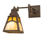 Meyda Lighting Mission 6-14" Antique Brass Matte Hill Top Swing Arm Wall Sconce With Honey & Beige Art Shade Glass