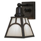 Meyda Lighting Mission 6" Craftsman Brown Hill Top Wall Sconce With White Shade Glass