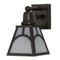Meyda Lighting Mission 6" Craftsman Brown Hill Top Wall Sconce With White Shade Glass