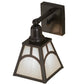 Meyda Lighting Mission 6" Craftsman Brown Hill Top Wall Sconce With White Shade Glass