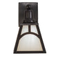 Meyda Lighting Mission 6" Craftsman Brown Hill Top Wall Sconce With White Shade Glass