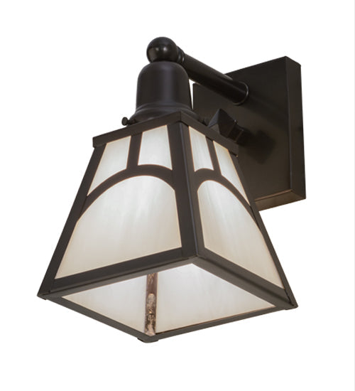 Meyda Lighting Mission 6" Craftsman Brown Hill Top Wall Sconce With White Shade Glass