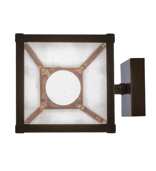 Meyda Lighting Mission 6" Craftsman Brown Hill Top Wall Sconce With White Shade Glass