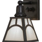 Meyda Lighting Mission 6" Craftsman Brown Hill Top Wall Sconce With White Shade Glass