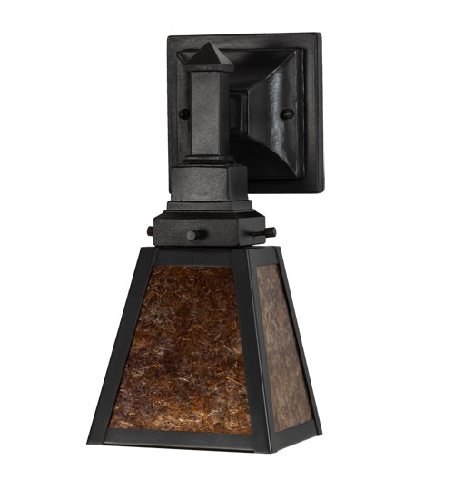 Meyda Lighting Mission 6" Oil Rubbed Bronze Prime Wall Sconce With Amber Mica Shade Glass