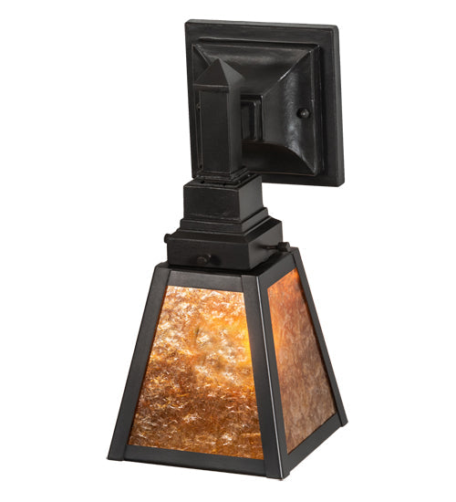 Meyda Lighting Mission 6" Oil Rubbed Bronze Prime Wall Sconce With Amber Mica Shade Glass