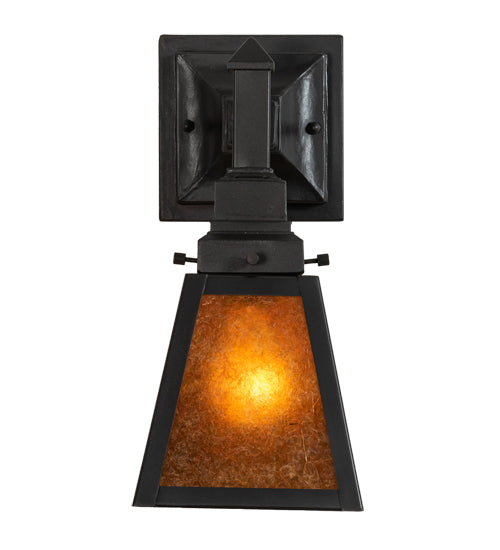 Meyda Lighting Mission 6" Oil Rubbed Bronze Prime Wall Sconce With Amber Mica Shade Glass
