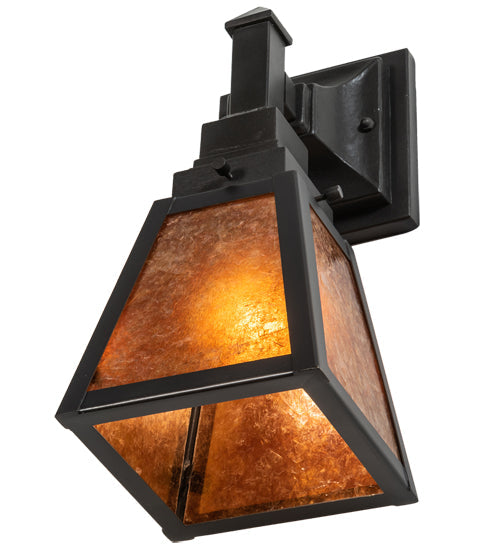 Meyda Lighting Mission 6" Oil Rubbed Bronze Prime Wall Sconce With Amber Mica Shade Glass