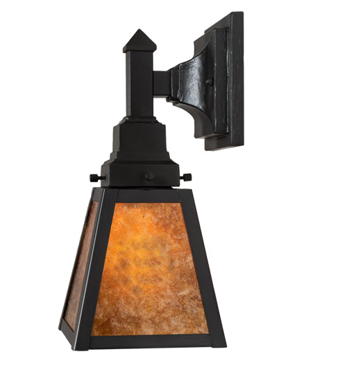 Meyda Lighting Mission 6" Oil Rubbed Bronze Prime Wall Sconce With Amber Mica Shade Glass