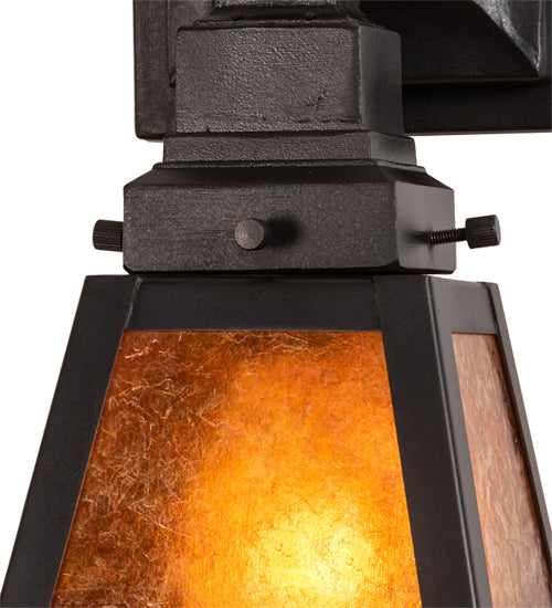 Meyda Lighting Mission 6" Oil Rubbed Bronze Prime Wall Sconce With Amber Mica Shade Glass