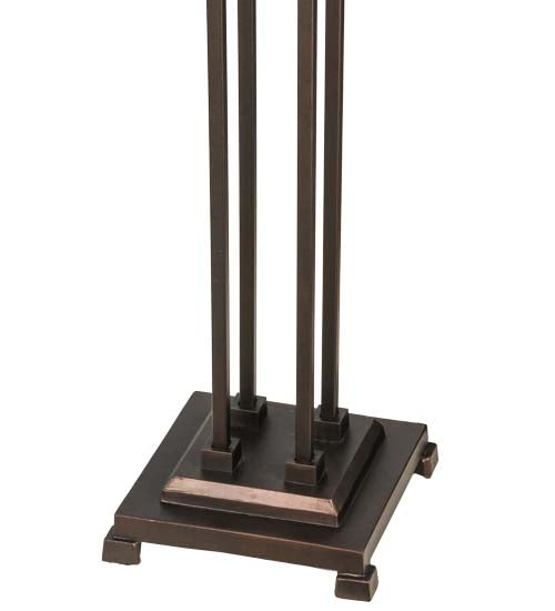 Meyda Lighting Mission 63" 2-Light Mahogany Bronze Prime Floor Lamp With Beige & Brown Art Shade Glass